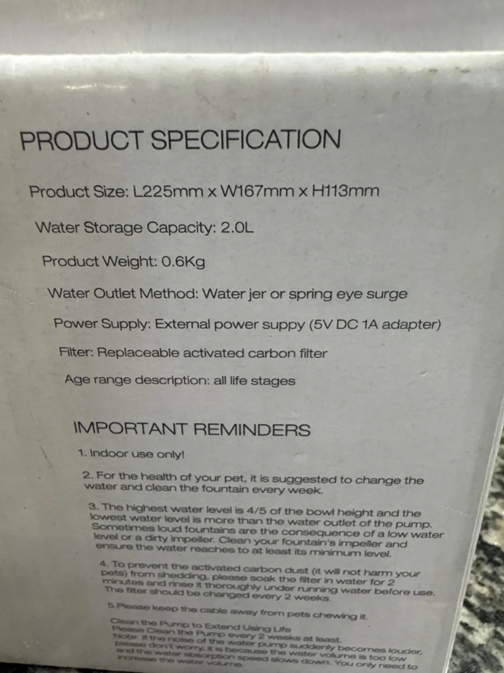 Wopet 2L Pet Water Fountain NEW